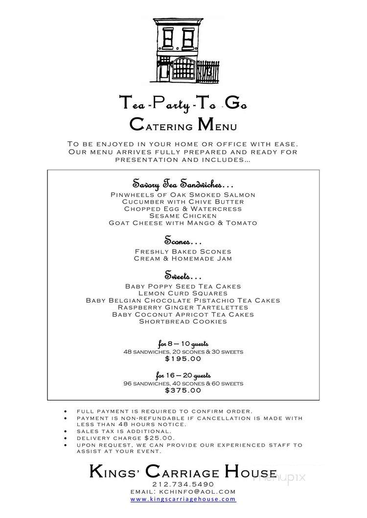Kings' Carriage House - New York, NY menu_pic