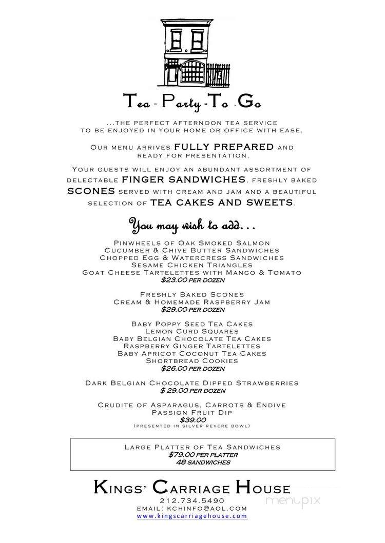 Kings' Carriage House - New York, NY menu_pic