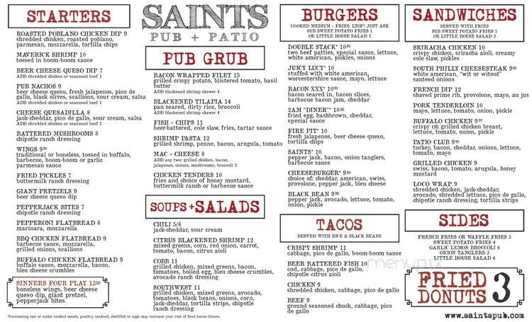 Saints Pub + Patio - Ottumwa, IA menu_pic