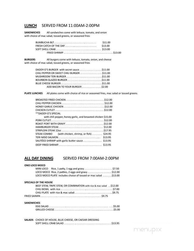 Daddy Os - Lihue, HI menu_pic