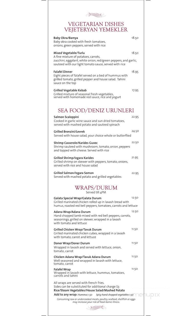 Galata Mediterranean Cuisine - New York, NY menu_pic