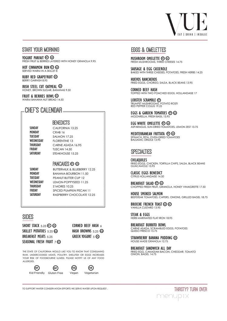 Vue - Carlsbad, CA menu_pic