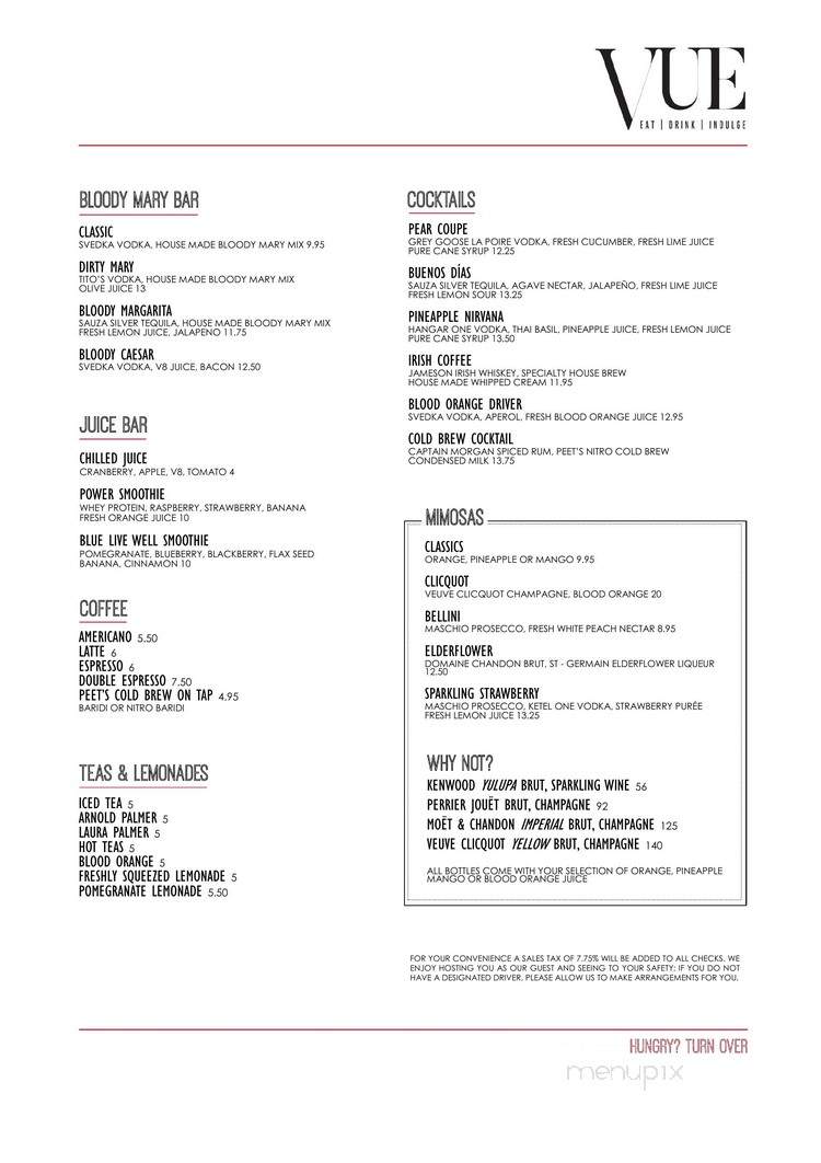 Vue - Carlsbad, CA menu_pic