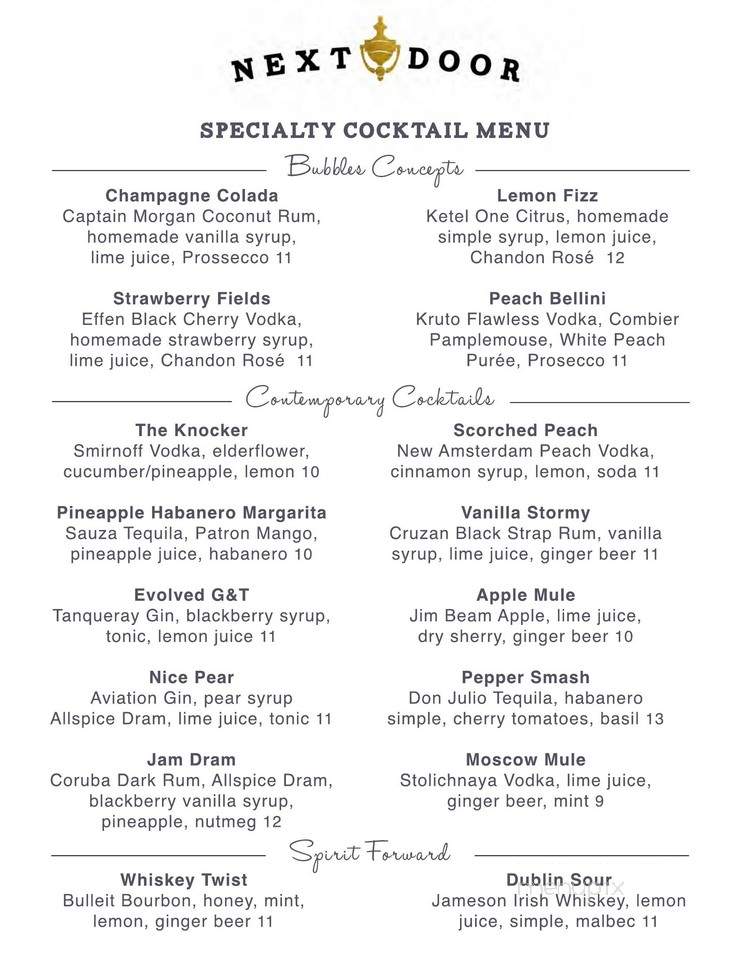 Next Door - Dallas, TX menu_pic