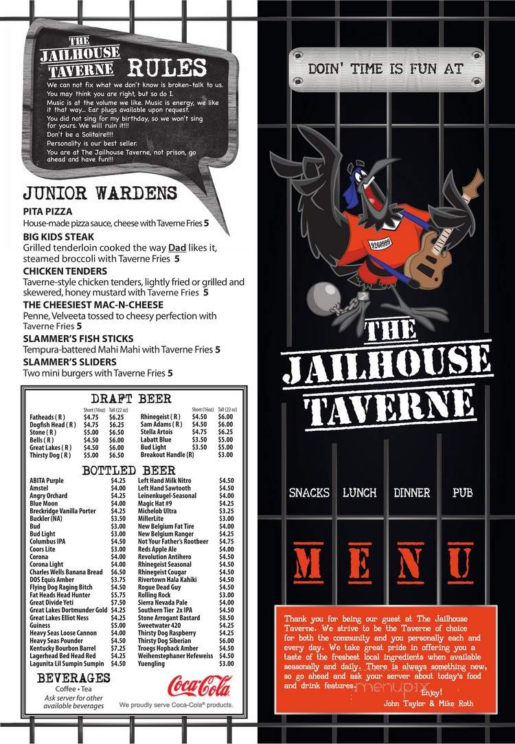 The Jailhouse Taverne - Grafton, OH menu_pic