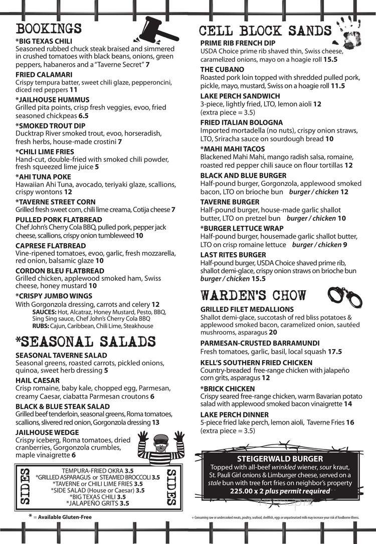 The Jailhouse Taverne - Grafton, OH menu_pic