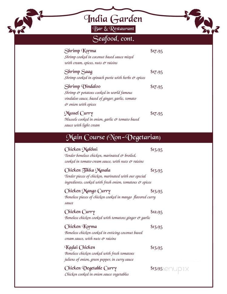 India Garden Oberlin - Oberlin, OH menu_pic
