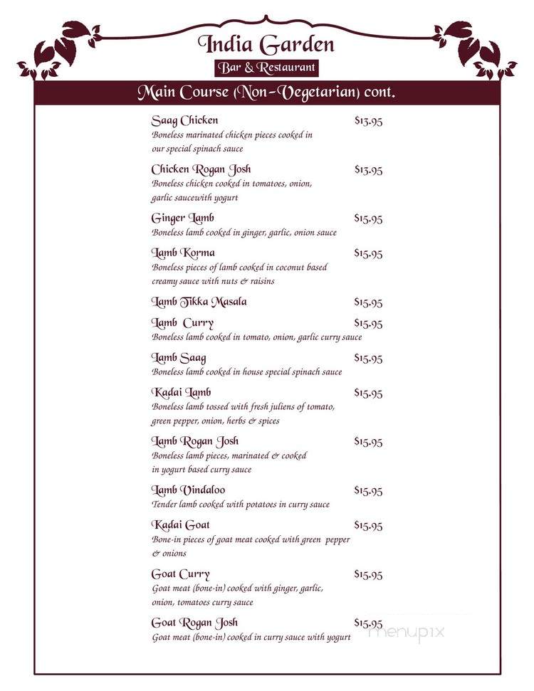 India Garden Oberlin - Oberlin, OH menu_pic