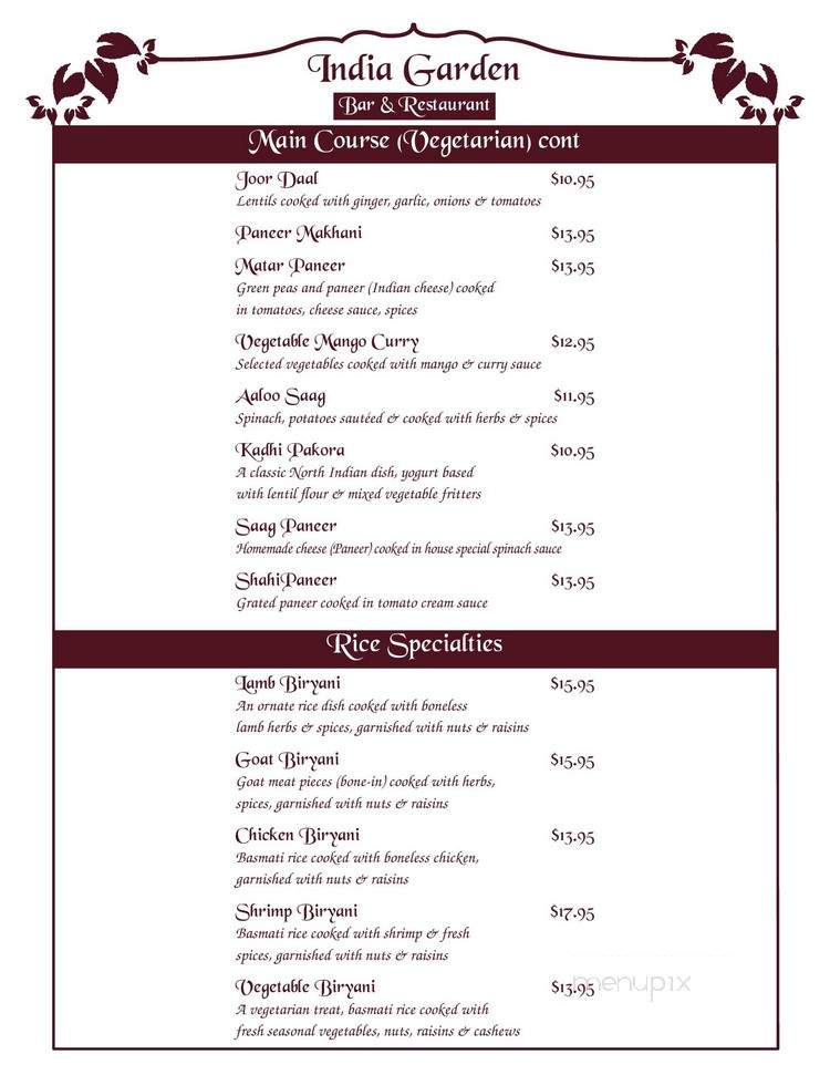 India Garden Oberlin - Oberlin, OH menu_pic