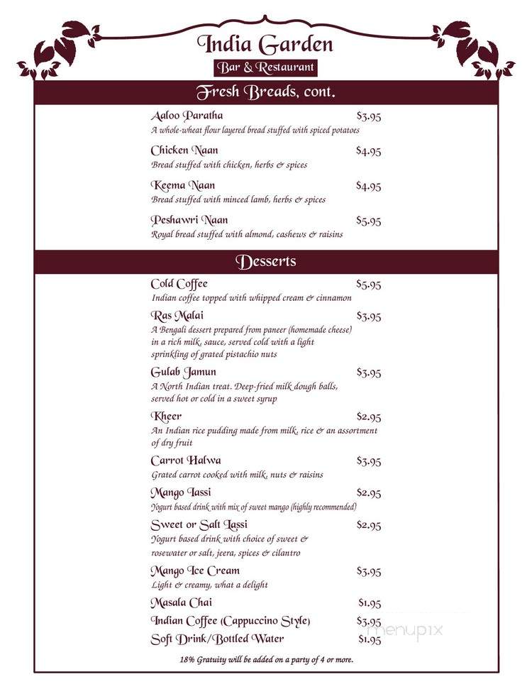India Garden Oberlin - Oberlin, OH menu_pic