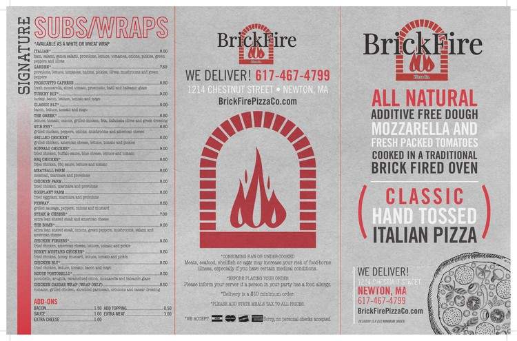 Brick Fire Pizza Co. - Newton, MA menu_pic