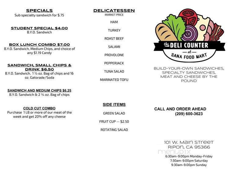 Sana Food Mart - Ripon, CA menu_pic