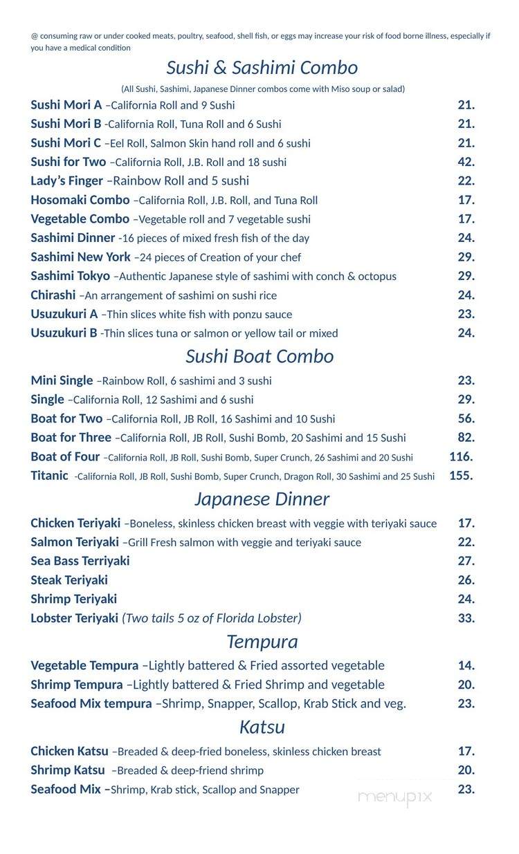 Bluefin Express - Boca Raton, FL menu_pic