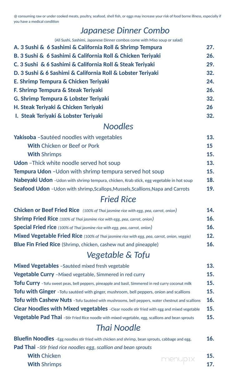 Bluefin Express - Boca Raton, FL menu_pic