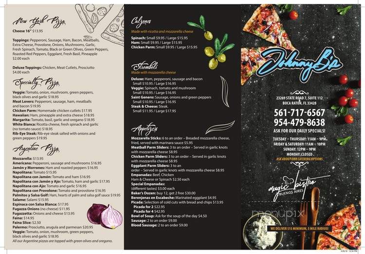 Johnny B's Pizza & Italian Deli - Boca Raton, FL menu_pic