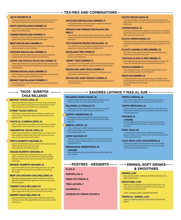 Tio Carlos Mexican-Latin Grill - Colleyville, TX menu_pic