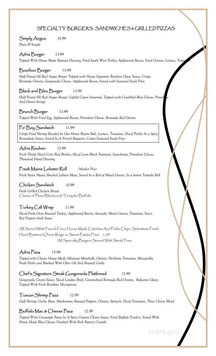 Adria Restaurant & Banquet Facility - East Bridgewater, MA menu_pic
