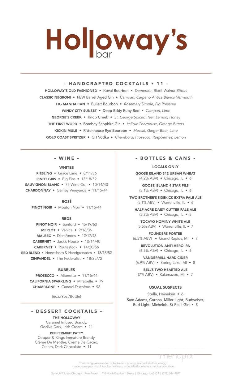 Holloway's Bar - Chicago, IL menu_pic