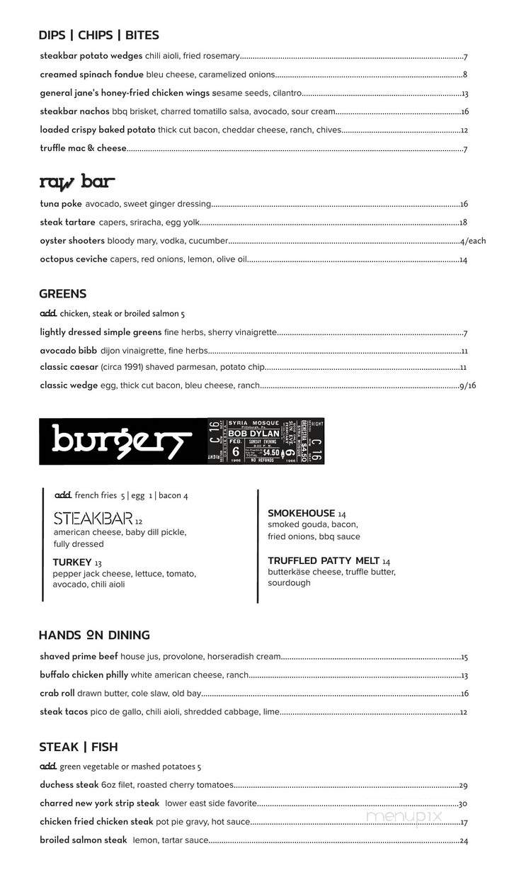SteakBar - Chicago, IL menu_pic