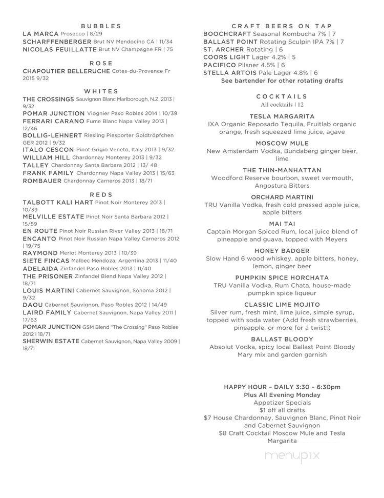 77 Social Club - San Diego, CA menu_pic