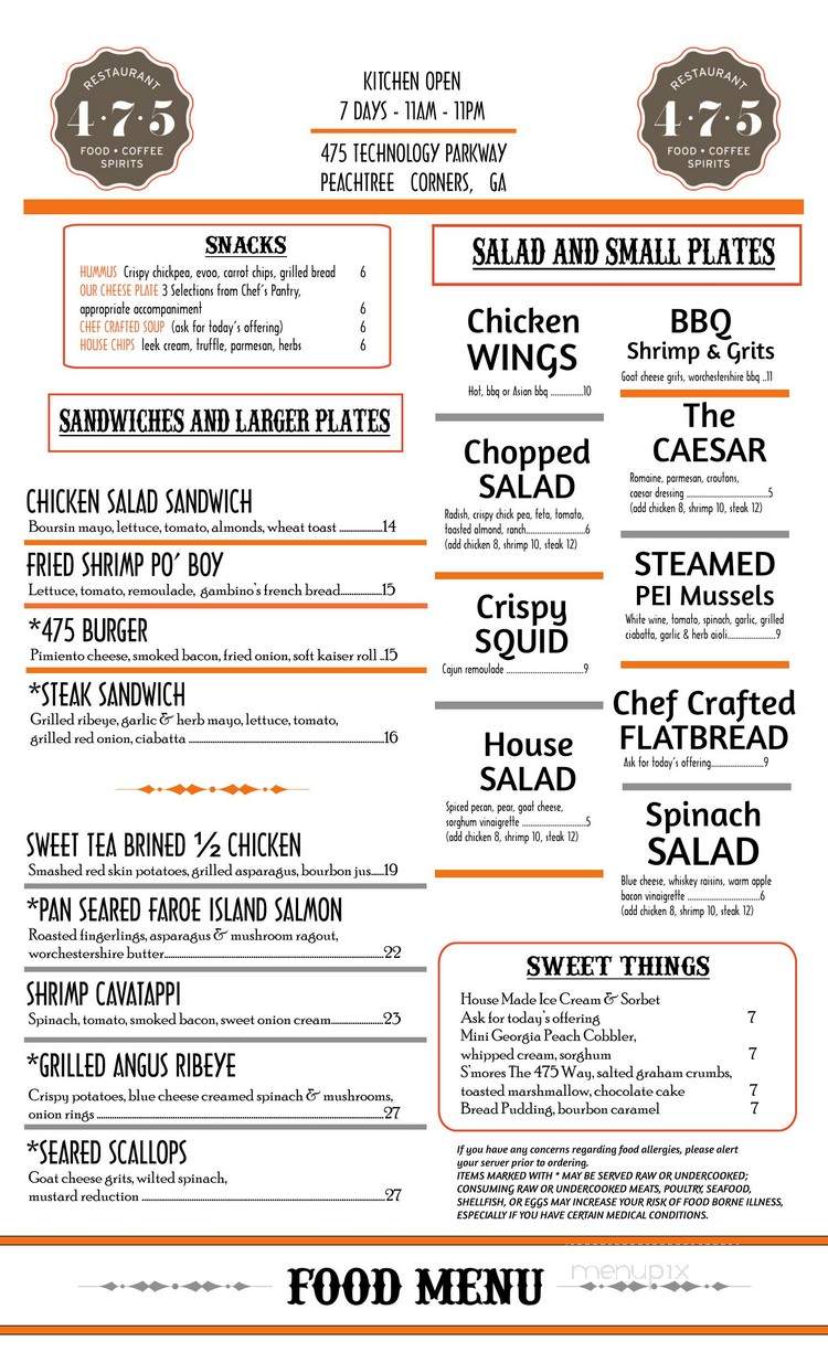 475 Restaurant - Peachtree Corners, GA menu_pic