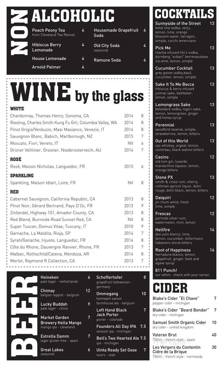 811 Kitchen Bar Lounge - Cleveland, OH menu_pic