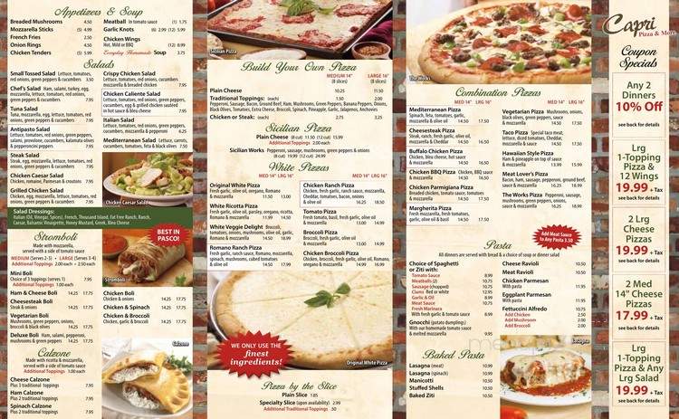 Capri Pizza-N-More - Tampa, FL menu_pic
