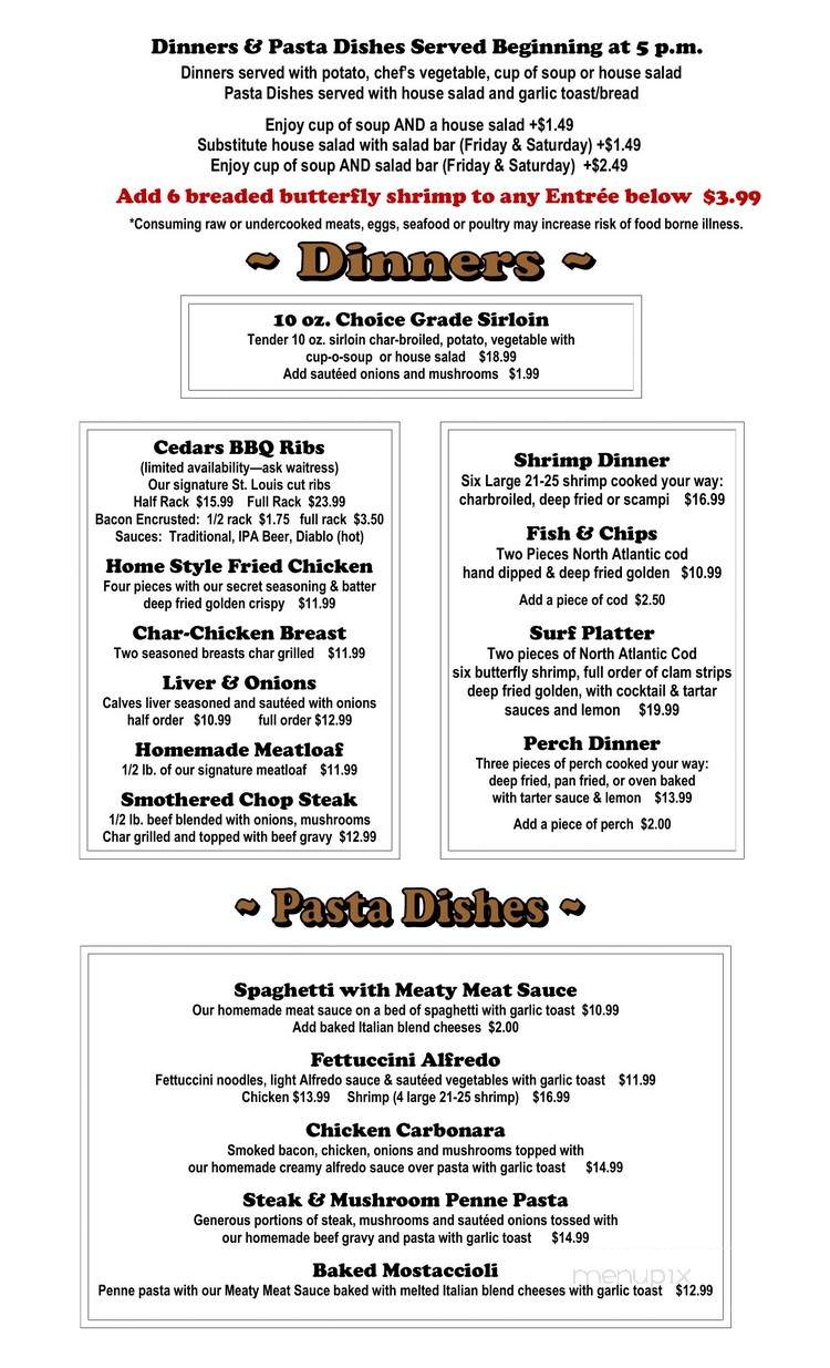 Three Cedars Clubhouse - Millersburg, MI menu_pic
