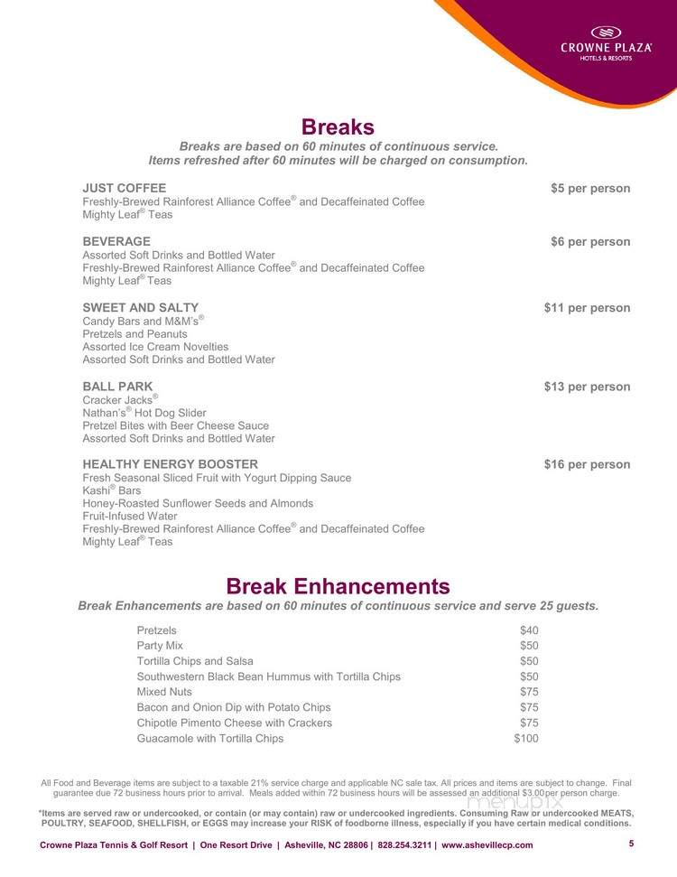 Overlook Restaurant - Asheville, NC menu_pic