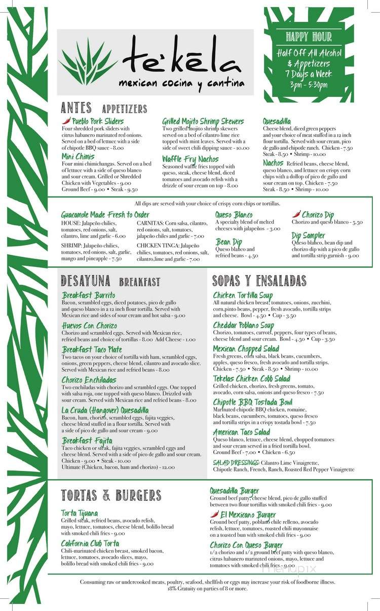 Tekela - Sylvania, OH menu_pic
