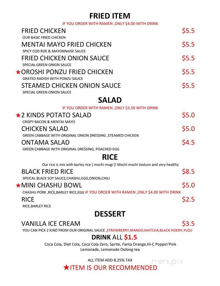 Ramen Bar Ichi - Houston, TX menu_pic