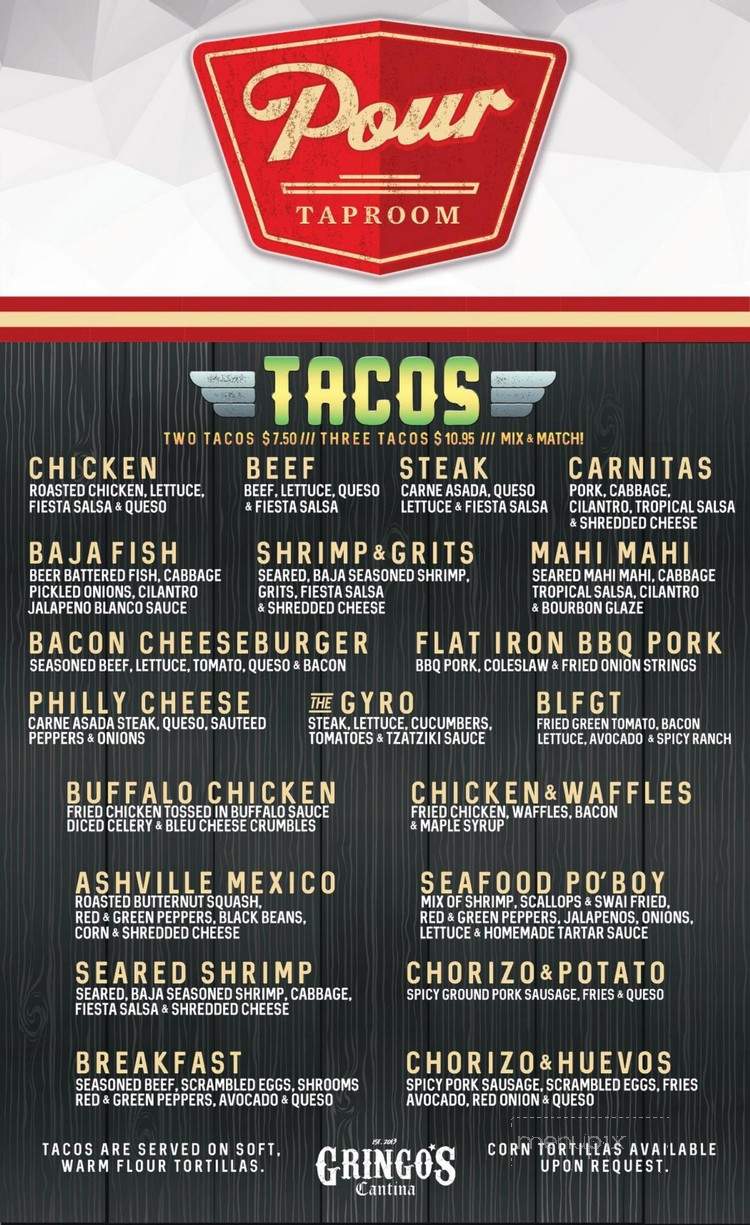Pour Taproom - Greenville, SC menu_pic