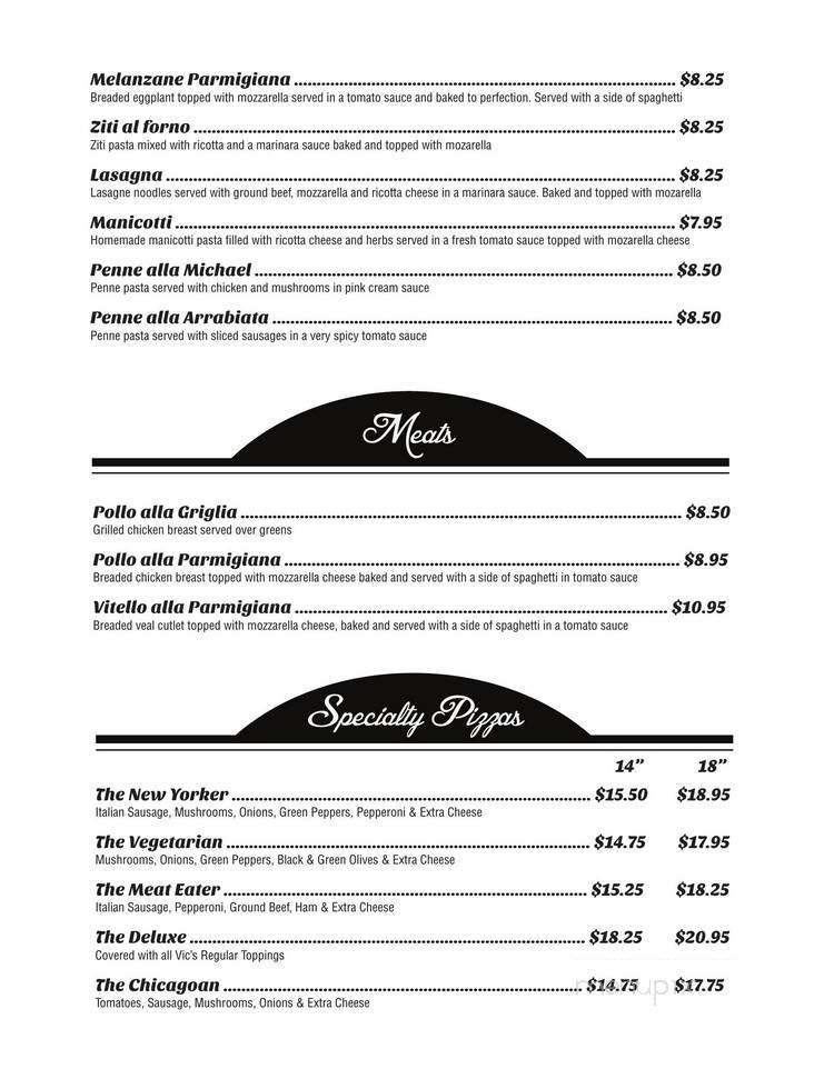 Vic's Italian Restaurant & Pizzeria - Raleigh, NC menu_pic