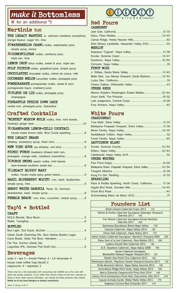 Legacy Kitchen's Steak + Chop - Gretna, LA menu_pic