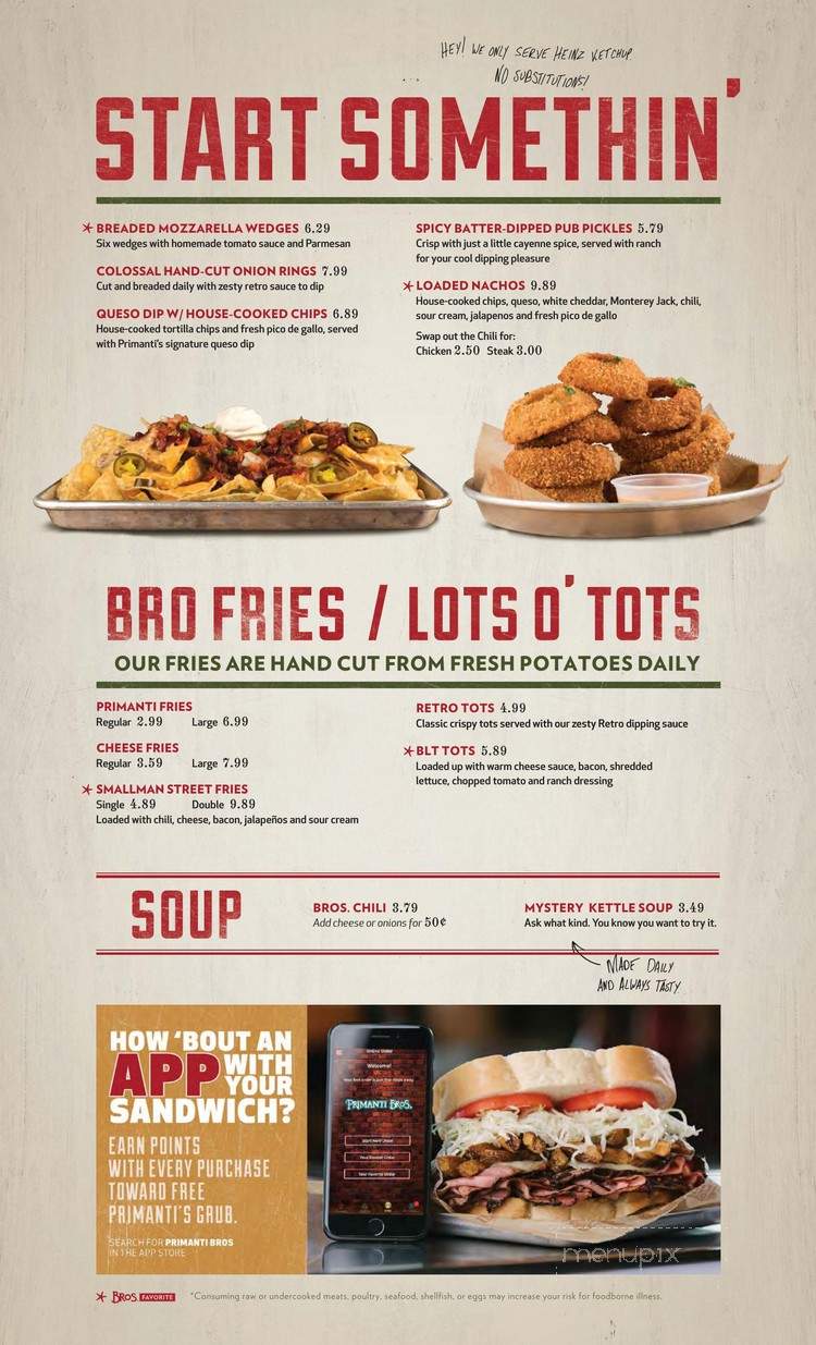 Primanti Brothers - Noblesville, IN menu_pic