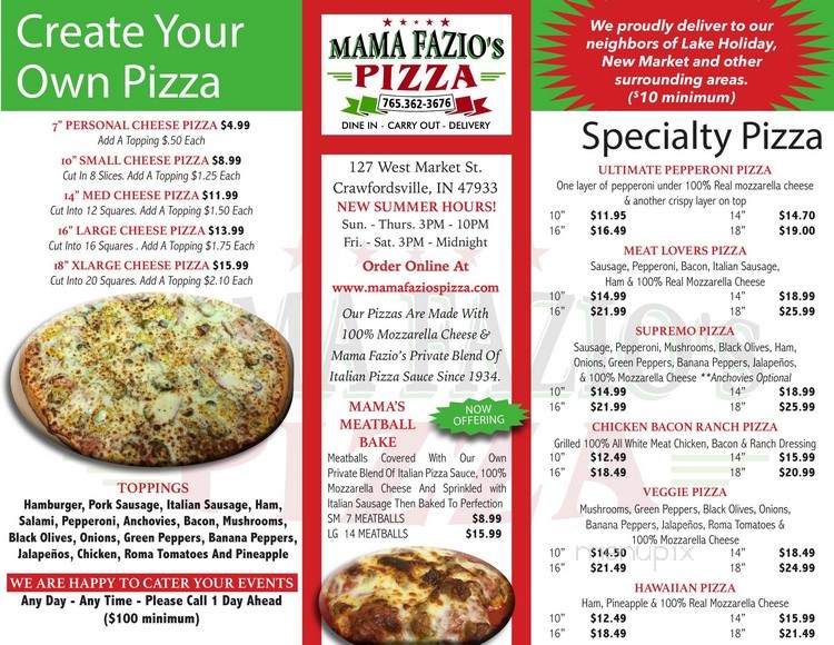 Mama Fazio's Pizza - Crawfordsville, IN