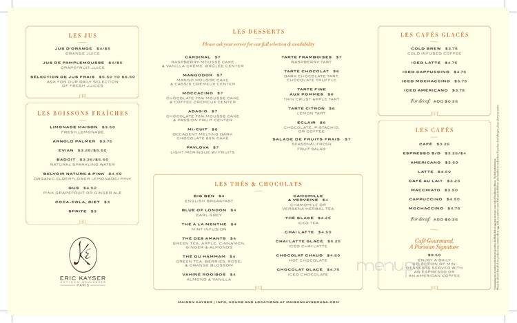 Maison Kayser - Brooklyn, NY menu_pic