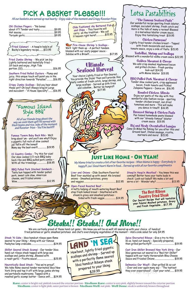 the stuffed rooster menu