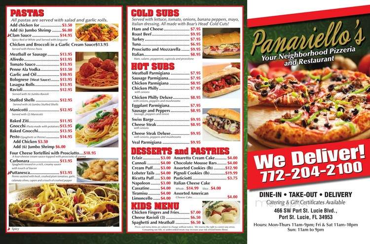 Panariello's of Port St. Lucie - Port St. Lucie, FL menu_pic