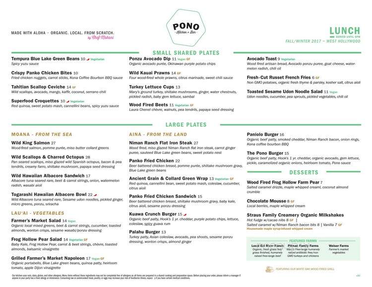 Pono Burger - West Hollywood, CA menu_pic