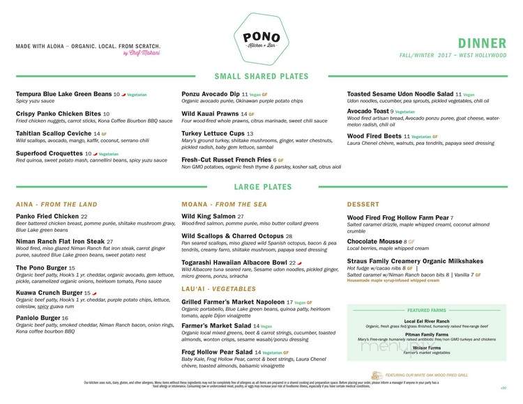 Pono Burger - West Hollywood, CA menu_pic