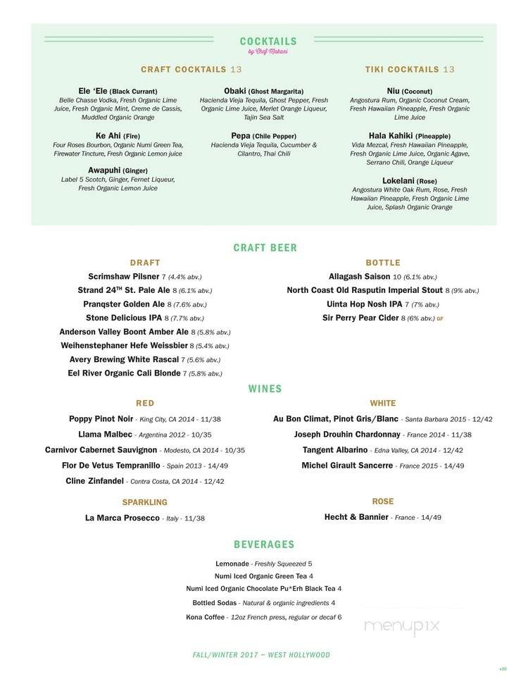 Pono Burger - West Hollywood, CA menu_pic