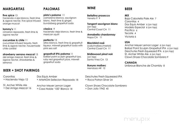 Don Pistos Tequila Bar - San Francisco, CA menu_pic