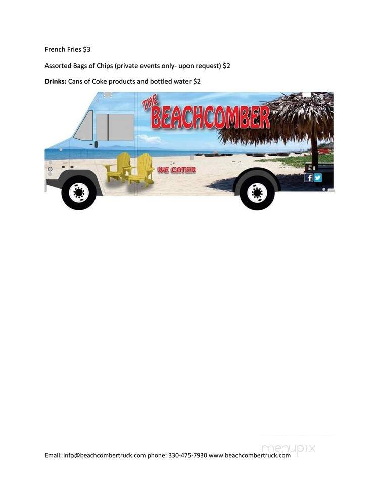 The Beachcomber Truck - Hudson, OH menu_pic