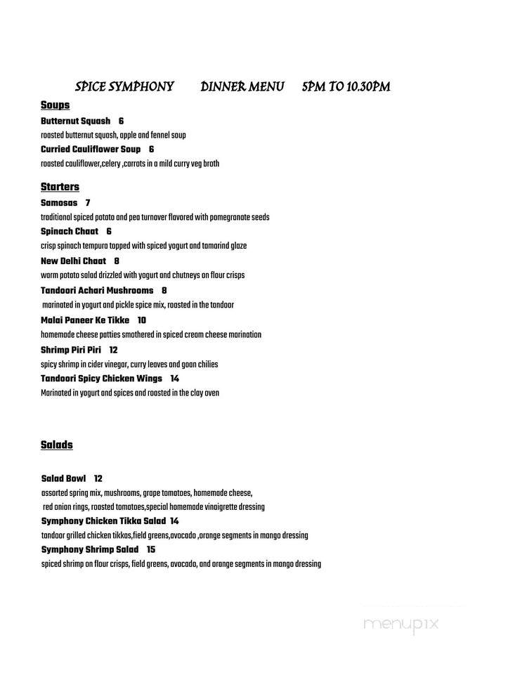 Spice Symphony - New York, NY menu_pic