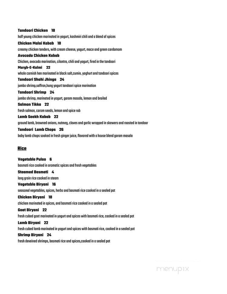 Spice Symphony - New York, NY menu_pic