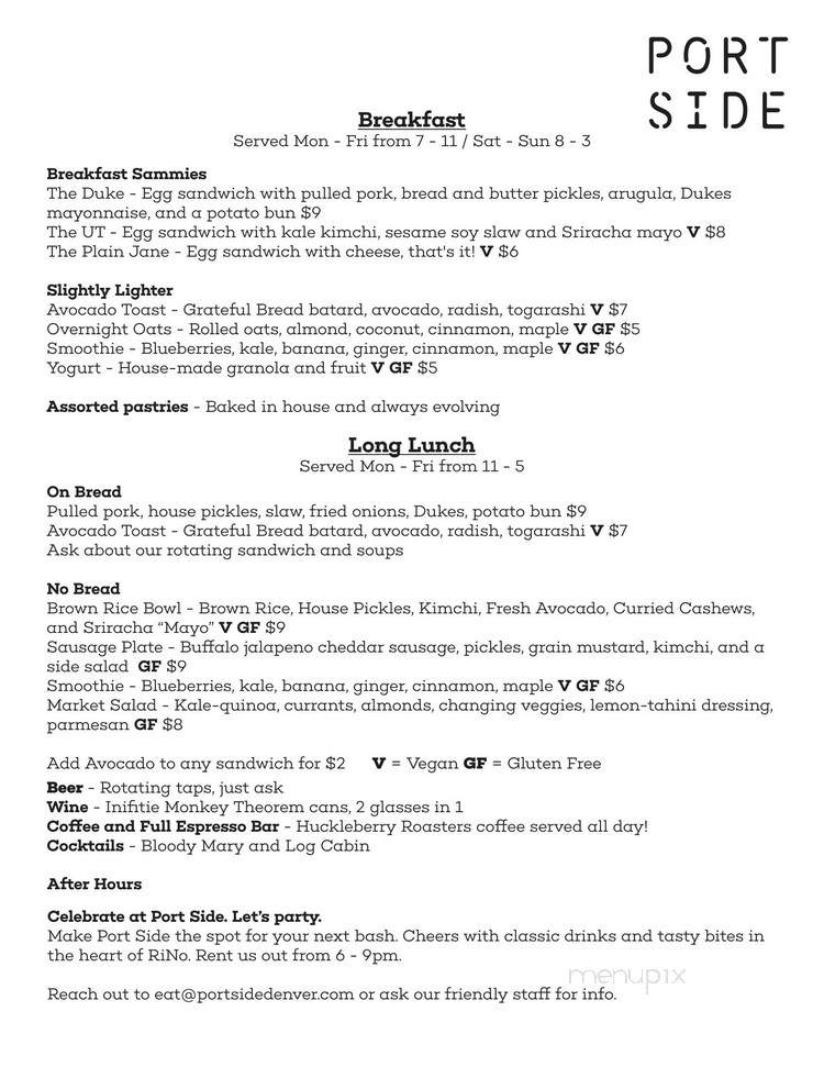 Port Side - Denver, CO menu_pic