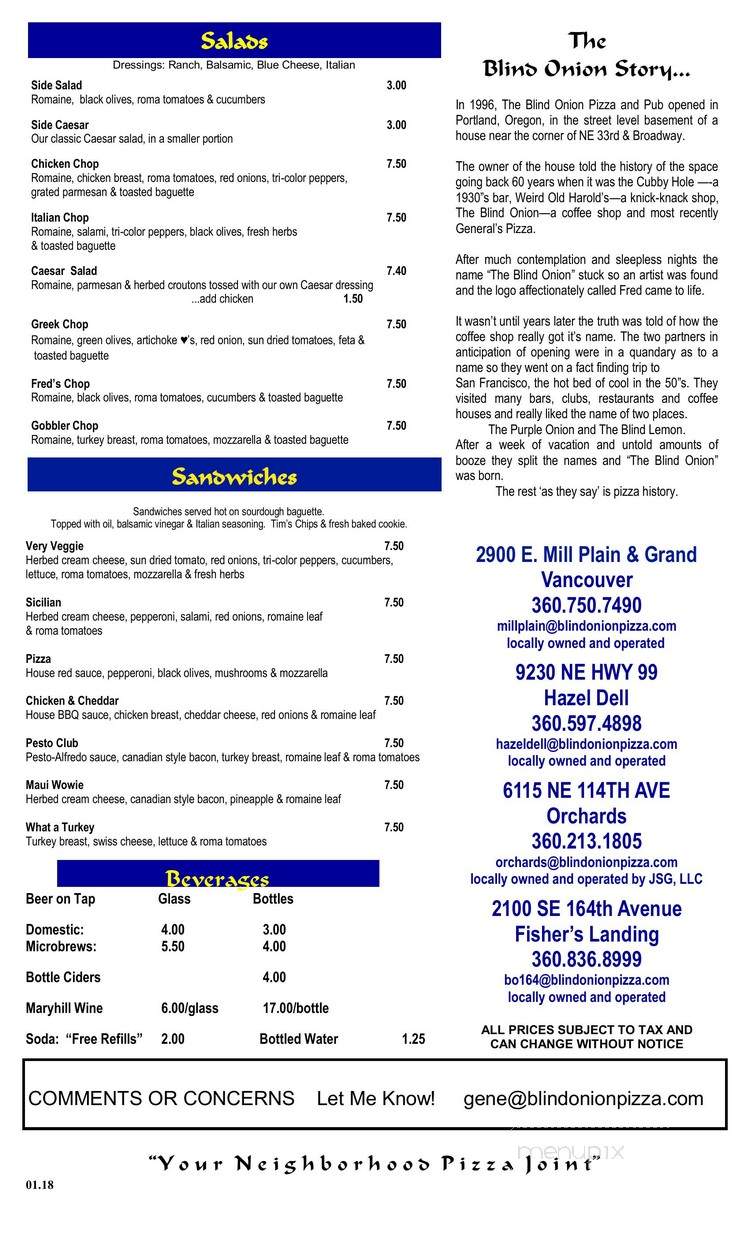 The Blind Onion - Vancouver, WA menu_pic