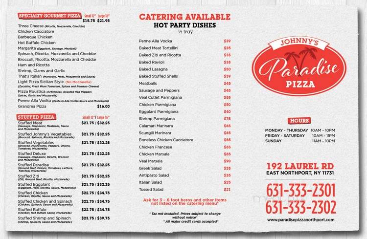 Johnny's Paradise Pizza - East Northport, NY