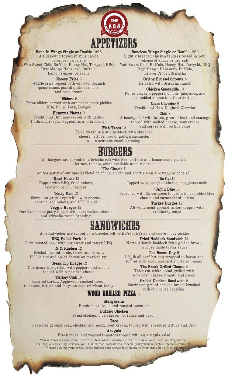 The Brook Kitchen & Tap - Maynard, MA menu_pic